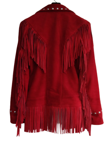 Cowgirl Fringe Red Suede Leather Jacket for women MFWJ754