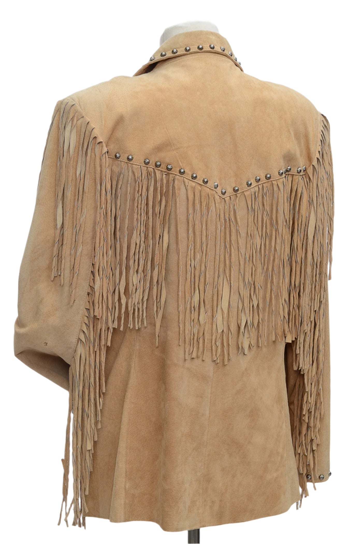 Cowgirl Fringe Beige Suede Leather Jacket for women MFWJ771