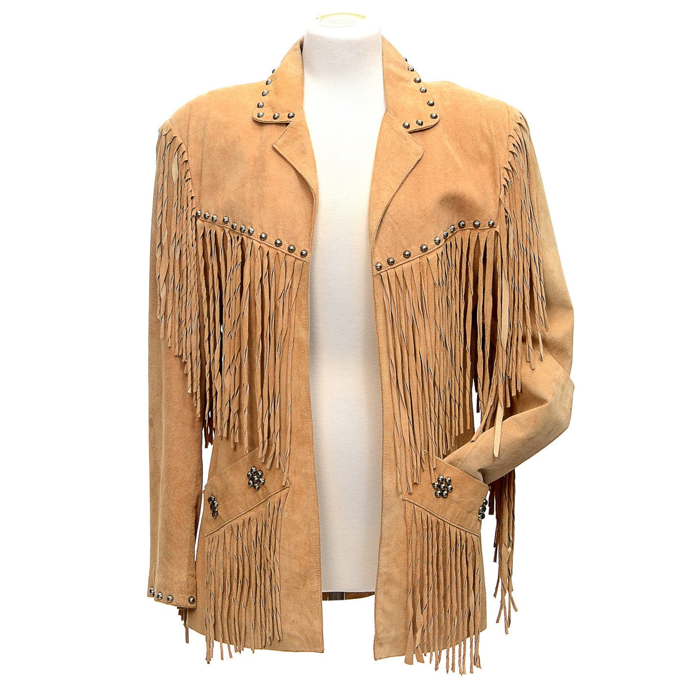 Cowgirl Fringe Beige Suede Leather Jacket for women MFWJ771