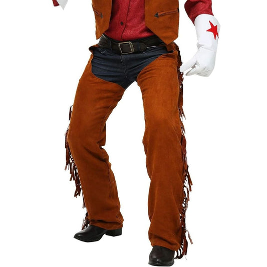 Men's Cowboy Fringe Brown Suede Leather Chaps MFCP537