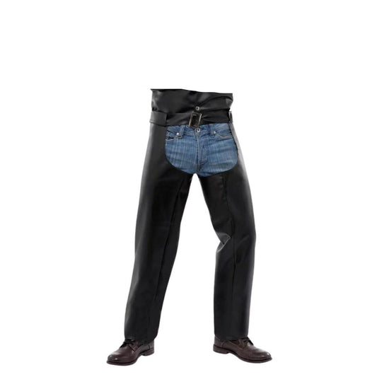 Men's Cowboy Black Leather Biker Chaps MFCP544