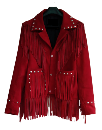 Cowgirl Fringe Red Suede Leather Jacket for women MFWJ754