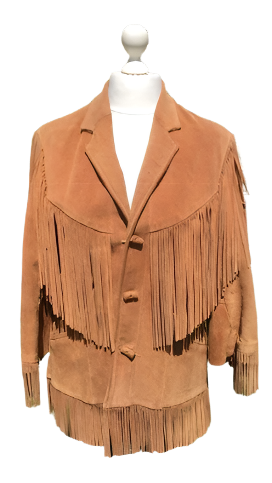 Cowgirl Fringe Beige Suede Leather Jacket for women MFWJ772