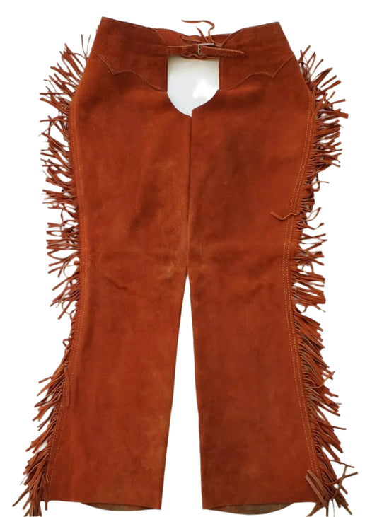 Men's Cowboy Fringe Brown Suede Leather Chaps MFCP510