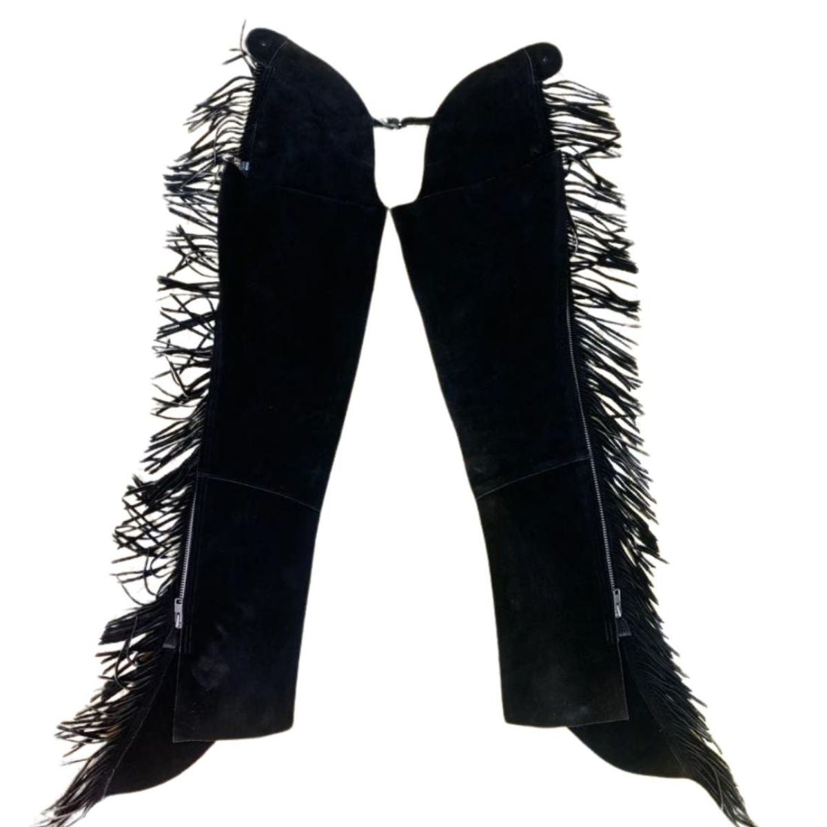 Men's Cowboy Fringe Black Suede Leather Chaps MFCP536