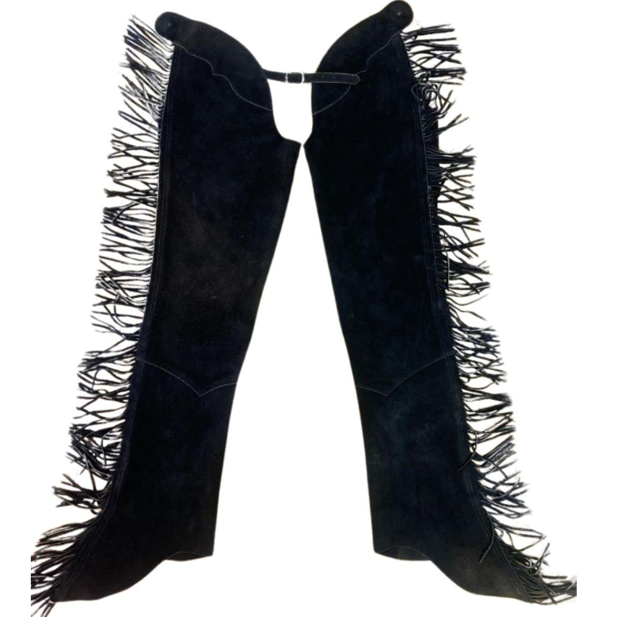 Men's Cowboy Fringe Black Suede Leather Chaps MFCP536